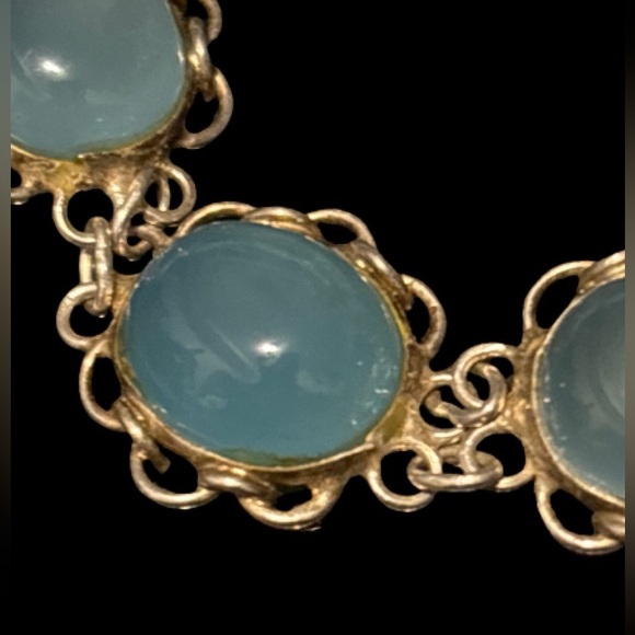 Vintage Sterling Silver Chalcedon Bracelet - intricate /handmade - Picture 3 of 10